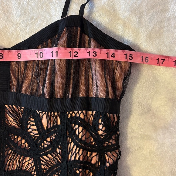 Betsey Johnson sheer Black Lace cocktail party mini Dress with nude Lining. Sz 6 - Picture 13 of 17